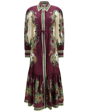 ALÉMAIS Ruthie Flower-Motif Silk-Blend Maxi Shirt Dress - Red