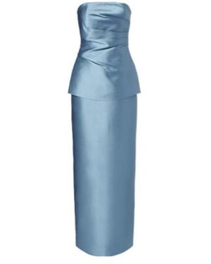 Solace London Lucille Strapless Satin Gown - Blue