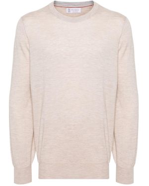 Brunello Cucinelli Ribbed Crew Neck Jumper - White