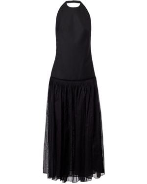 Rohe Pleated Wool-Blend Muslin Maxi Dress - Black