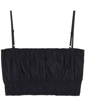Closed Gathered-Detail Crop Top - Black