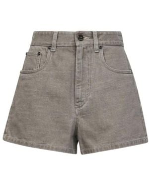 Fendi Logo Detailed Denim Shorts - Grey