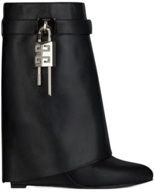 Givenchy Shark Lock Almond-Toe Ankle Boots - Black