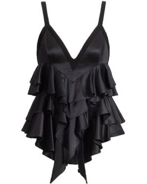 Balmain Satin Top With Thin Straps - Black