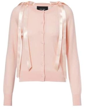 Simone Rocha Bow-Detail Wool And Silk Cardigan - Pink