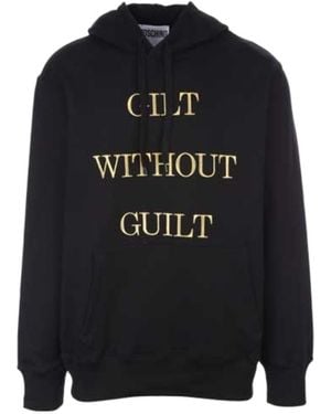 Moschino Embroidered-Slogan Long-Sleeve Hoodie - Black