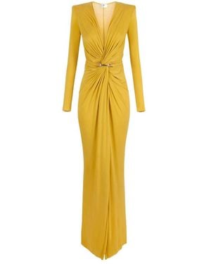 Elisabetta Franchi Plunging V-Neck Carpet Dress - Yellow