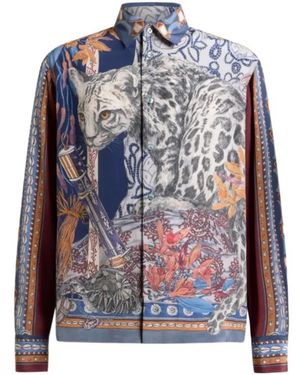 Etro Leopard Print Silk Shirt - Blue