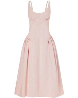 Proenza Schouler Striped Cotton-Blend Seersucker Midi Dress - Pink