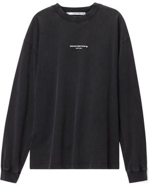 Alexander Wang Logo-Print Long-Sleeve T-Shirt - Black