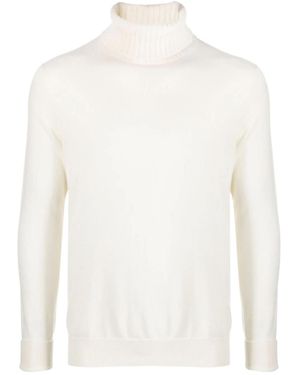 Ballantyne Plain Stitch Turtleneck Knitted Jumper - White