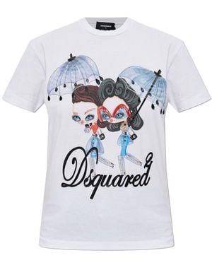 DSquared² Printed Embellished Crewneck T-Shirt - White