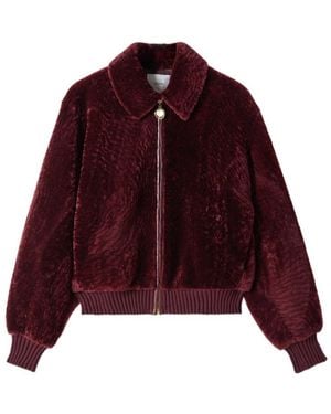 JOSEPH Alpes Short Hair Shearling Jacket - Red