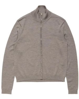 Acne Studios Zip-Up Bow Logo Cardigan - Grey