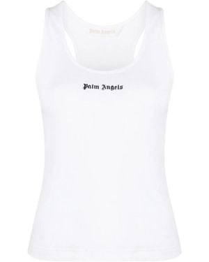 Palm Angels Logo Embroidered Tank Top - White