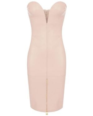 Elisabetta Franchi Dress With Sweetheart Neckline And Zip - Pink