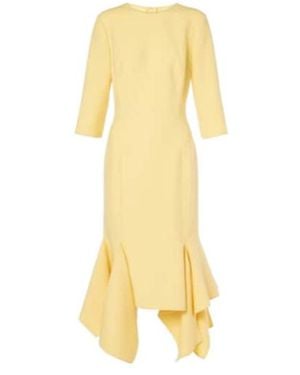 Oscar de la Renta Wool-Blend Midi Dress - Yellow