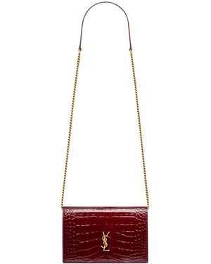 Saint Laurent Cassandre Envelope Chain Wallet - Red