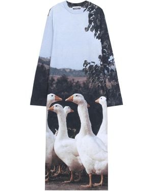 Moschino Interlock Goose Print Dress - Blue