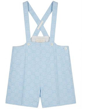 Gucci Baby Gg Cotton Jacquard Overall - Blue