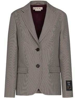 Marni Houndstooth Checked Single-Breasted Jacket - Brown