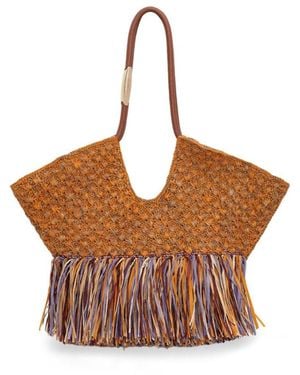 Zimmermann Goldentime Medium Fringe Tote - Brown