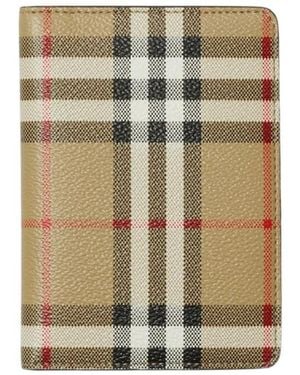 Burberry Checked Bi-Fold Passport Holder - Metallic