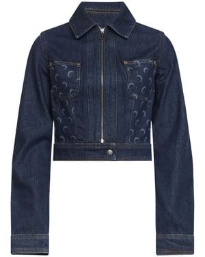 Marine Serre Moon Printed Cropped Denim Jacket - Blue