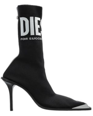DIESEL Logo Intaesia Heeled Ankle Boots - Black