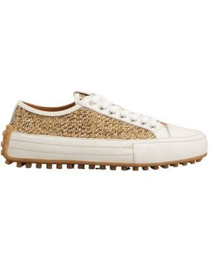Tod's Lace-Up Tweed Sneakers - White