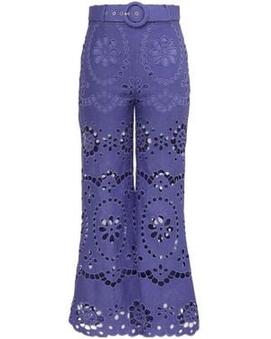 Zimmermann Broderie Anglaise Cropped Pants - Purple