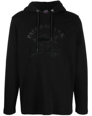 Paul & Shark Logo Printed Drawstring Hoodie - Black