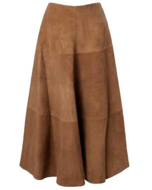 Altuzarra Varda Suede Midi Skirt - Brown