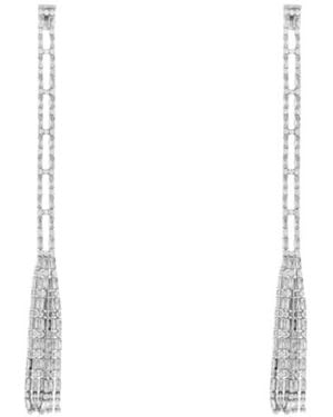 DSquared² Baguette-Cut Crystal-Fringe Earrings - White