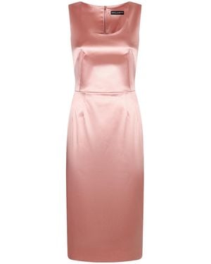 Dolce & Gabbana Sleeveless Midi Satin Dress - Pink