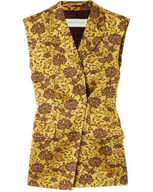 Dries Van Noten Asymmetrical Jacquard Vest - Metallic