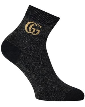 Gucci Logo Ribbed Socks - Black