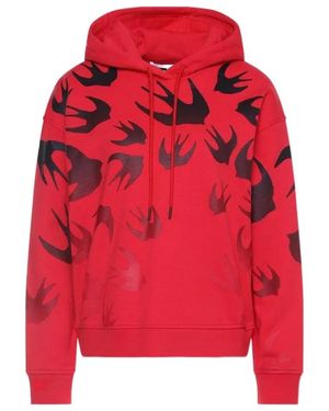 McQ Swallow Printed Hooded Sweater - Red
