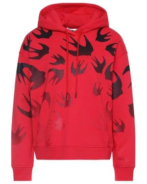 McQ Swallow Printed Hooded Jumper - Red