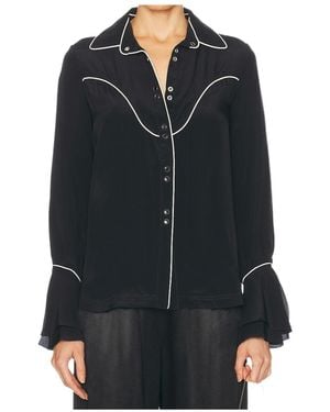 Johanna Ortiz Piped-Cuff Shirt - Black