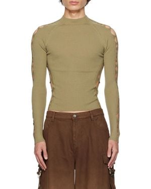 Dion Lee Snake Diamond Skivvy Wool Jumper - Green