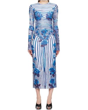 Jean Paul Gaultier Flower Body Morphing Midi Dress - Blue