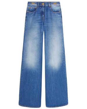 Versace Medusa 95 Logo-Engraved Mid-Rise Flared Jeans - Blue