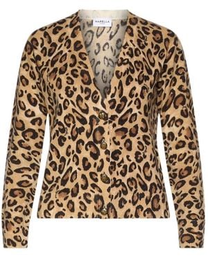 Marella V-Neck Printed Knit Top - Brown