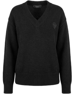 Gucci Long-Sleeved Knitted Sweater - Black
