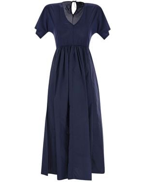 Weekend by Maxmara Bronzo V-Neck Short-Sleeved Dress - Blue