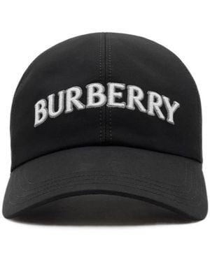 Burberry Logo Gabardine Baseball Cap - Black