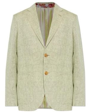 Etro Single-Breasted Herringbone Patterned Blazer - Green