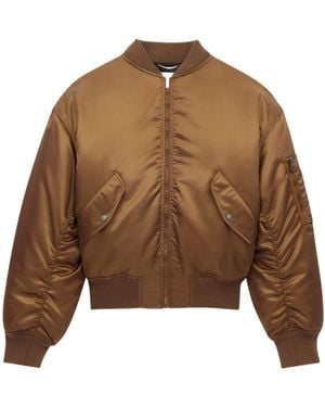 Saint Laurent Zip-Up Padded Bomber Jacket - Brown
