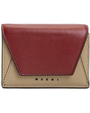 Marni Logo-Embossed Envelope Foldover Wallet - Red